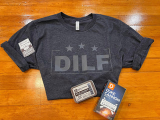 "DILF" UNISEX/MENS HEATHERED NAVY TEE