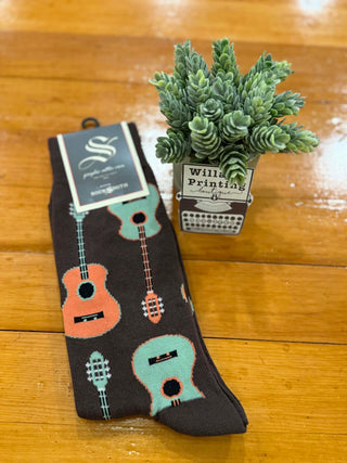 ADULT MUSIC ROCKS GUITAR SOCKS