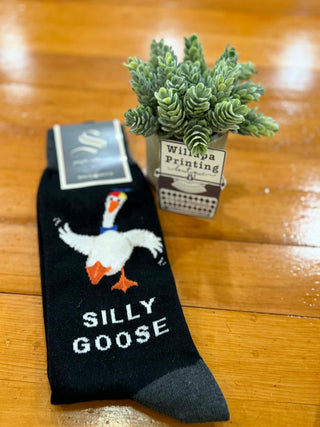 ADULT LARGE SILLY GOOSE BLACK SOCKS