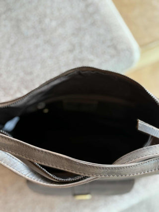 GENUINE BROWN LEATHER FRONT POCKET HOBO PURSE