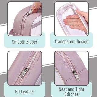 CLEAR PENCIL PEN POUCH ZIPPER CASE PINK