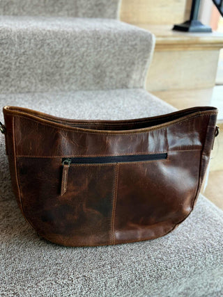 GENUINE BROWN SOFT LEATHER WOVEN PURSE HANDBAG WITH STUDS