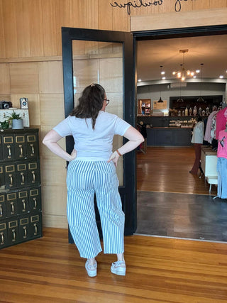 BLAKELY BEACHY BLUE STRIPE BARREL JEAN DENIM