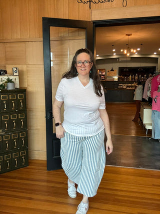 BLAKELY BEACHY BLUE STRIPE BARREL JEAN DENIM