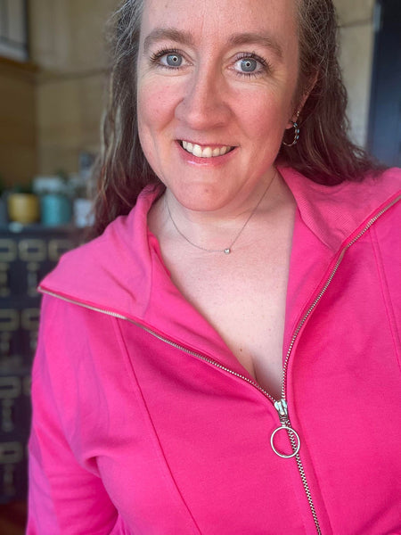 HOT PINK HALF ZIP SWEATSHIRT