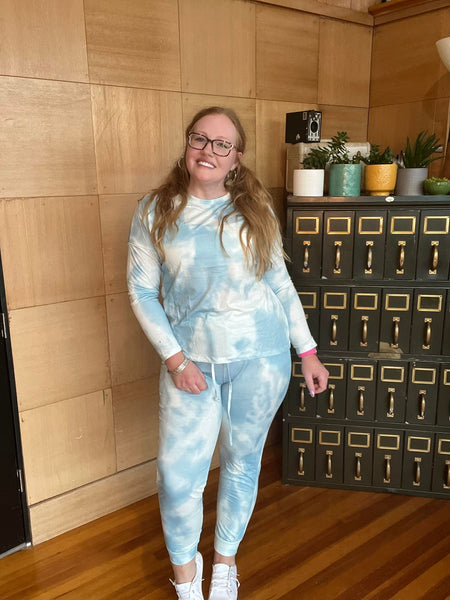 SKY BLUE TIE DYE JOGGER AND TOP SET