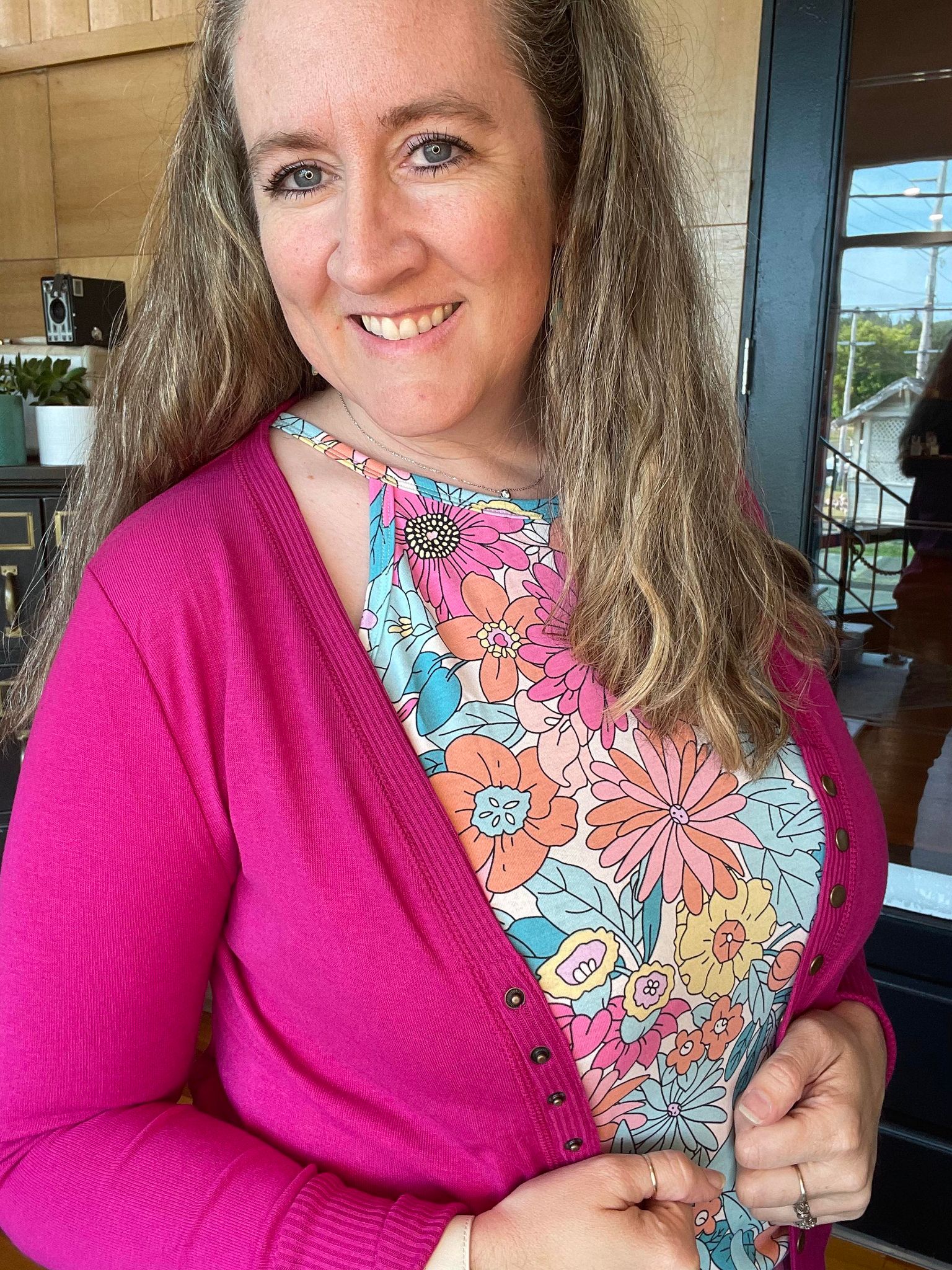 MAGENTA MULTI BUTTON ZENANA CARDIGAN