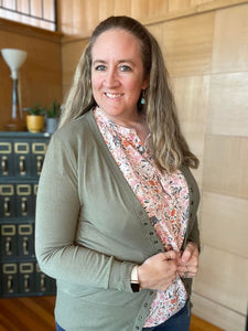 OLIVE GREEN MULTI BUTTON ZENANA CARDIGAN