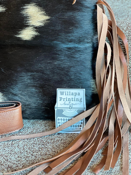 AMERICAN BISON HAIR ON HIDER CROSSBODY WITH CUT OUT HANDLES