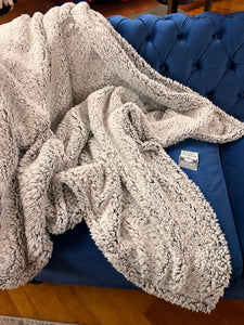 SUPER SOFT AND FLUFFY GREY AND CHARCOAL SHERPA BLANKET