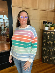 RAINBOW STRIPE KNIT PULLOVER SWEATER