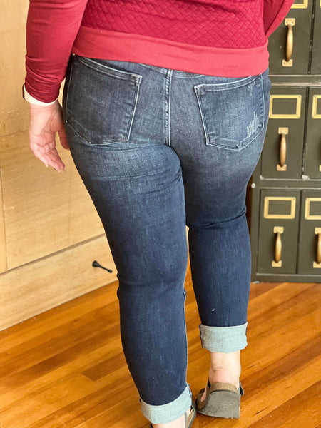 'MUST BE LOVE" MID RISE DISTRESSED BOYFRIEND FIT JUDY BLUE JEANS