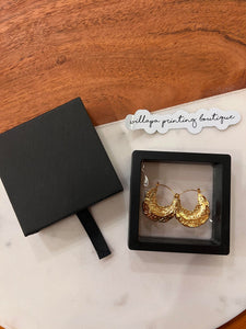 18- KARAT GOLD TEXTURED HOOP EARRINGS WITH GIFT BOX