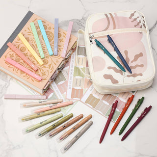 BIBLE COVER AND 24 PIECE JOURNALING KIT TABS, PENS & HIGHLIGHTERS