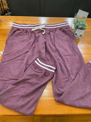 MAROON HEATHER STRIPE CUFF JOGGERS