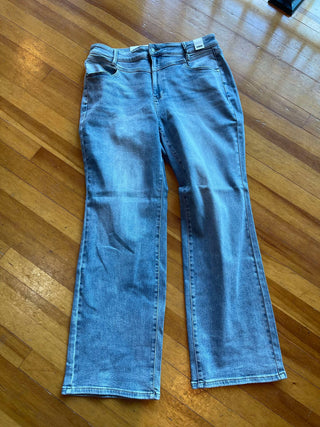 RETRO WESTERN YOKE JUDY BLUE HIGH WAIST WIDE LEG DENIM JEANS reg/pl