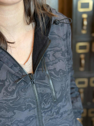 DARK MARBLE BLACK FLEECE LINED ACTIVE JACKET MONO B