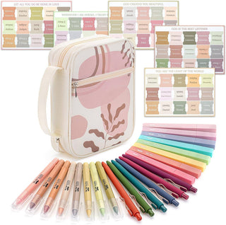 BIBLE COVER AND 24 PIECE JOURNALING KIT TABS, PENS & HIGHLIGHTERS