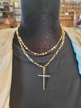 MARTHA GOLD CROSS LAYER NECKLACE