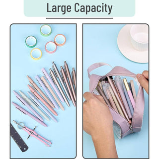 CLEAR PENCIL PEN POUCH ZIPPER CASE PINK