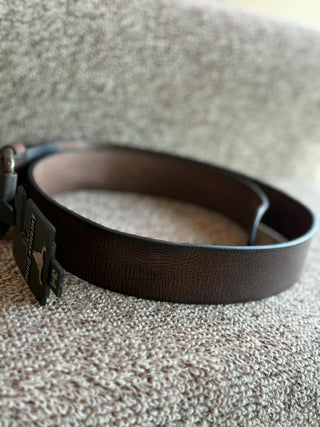 CLASSIC GENUINE BROWN LEATHER BELT 34-44 VINTAGE RUBBED BRONZE BUCKLE