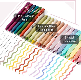 BIBLE COVER AND 24 PIECE JOURNALING KIT TABS, PENS & HIGHLIGHTERS
