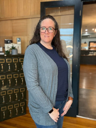 MEADOW BLUE TEXTURED CARDIGAN WITH POCKETS