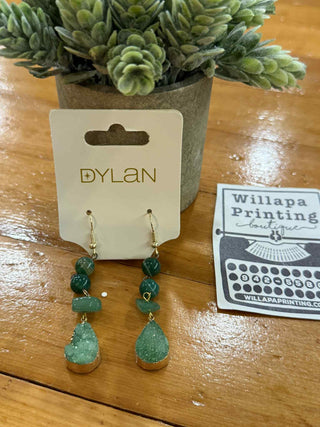 ELYSE TEARDROP EARRINGS GREEN JADE STONE GOLD