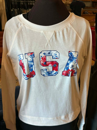 USA FLORAL WHITE CREWNECK AMERICA!