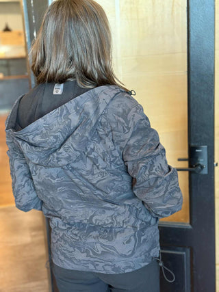 DARK MARBLE BLACK FLEECE LINED ACTIVE JACKET MONO B