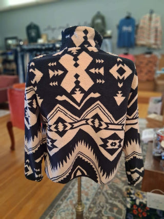 AZTEC BROWN AND BLACK SUPER SOFT BUTTON DOWN PULLOVER