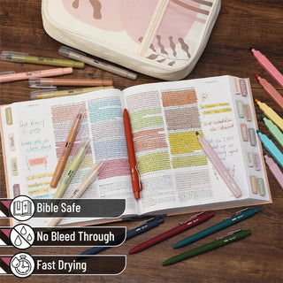 BIBLE COVER AND 24 PIECE JOURNALING KIT TABS, PENS & HIGHLIGHTERS