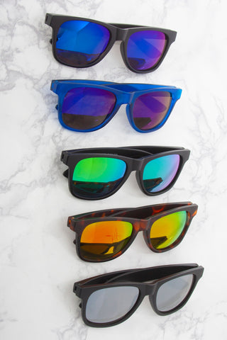 COLORFUL REFLECTIVE BASIC FASHION SUNGLASSES- 4 COLORS!