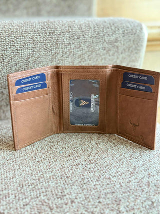 SLIM GENUINE BROWN LEATHER BI-FOLD WALLET