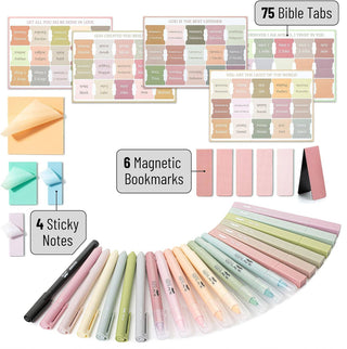 BIBLE JOURNALING KIT COMPLETE WITH PENS, STICKY NOTES, HIGHLIGHTER & TABS