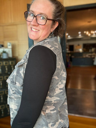 "Tactical Edge" Green Camo Cargo Denim Vest