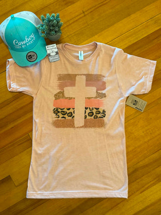 CROSS LEOPARD VINTAGE STRIPE GRAPHIC TEE