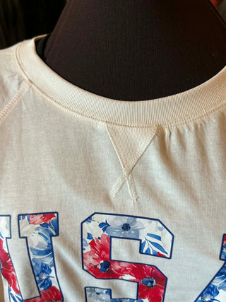 USA FLORAL WHITE CREWNECK AMERICA!