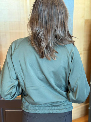GREEN MICRO FLEECE STYLISH ACTIVEWEAR CREWNECK MONO B
