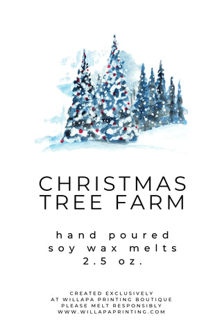 CHRISTMAS TREE FARM 2.5 OZ SOY WAX MELTS BRICK BAR LABEL