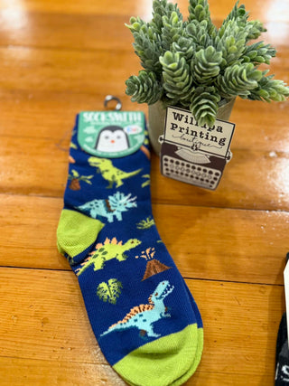 KIDS DINOSAUR DINO BLUE GREEN SOCKS 