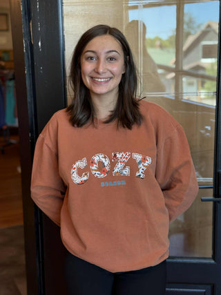 COZY SEASON CREW NECK SWEATSHIRT – BURNT ORANGE PUMPKIN