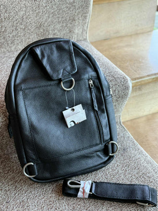 MONTANA TOOLED GENUINE BLACK LEATHER CHEST BAG CROSS BODY