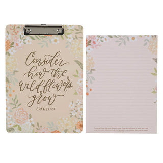 Clipboard w/Pad Floral Consider How the Wildflowers Grow Luke 12:27
