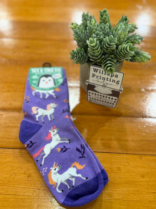 KIDS UNICORN PURPLE FANTASY SOCKS