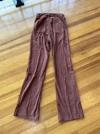 RUST BROWN HIGH WAIST SQUARE POCKET CORDED PANTS