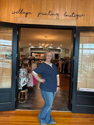 COASTAL CHIC STRIPED RIBBED PLUS SIZE TSHIRT