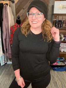 HEATHERED BLACK BELLA+CANVAS LONG SLEEVE TEE