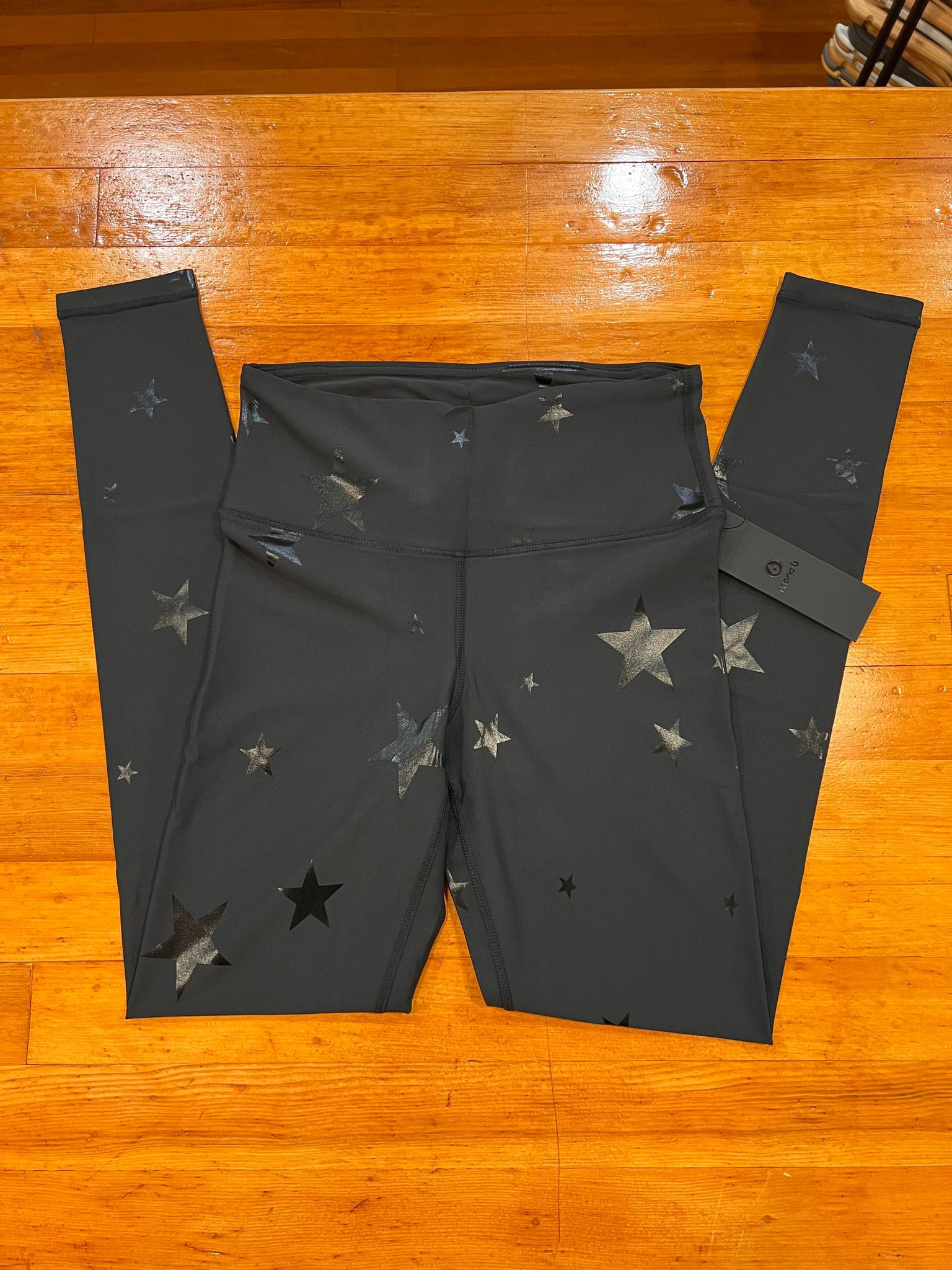 BLACK FOIL STAR MONO B HIGH WAISTED LEGGINGS