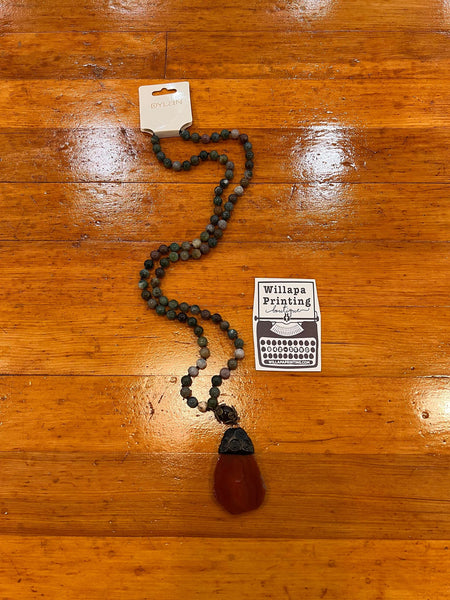 PENDANT NECKLACE WITH AGATE STONE AND NATURAL BEADS 57806